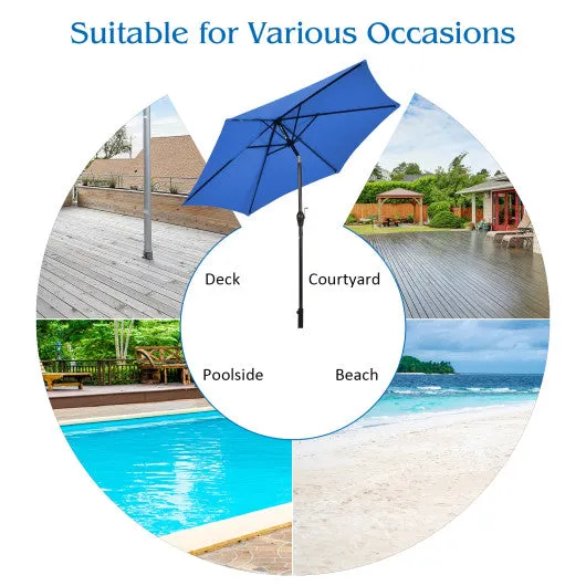 10 Feet Outdoor Patio Umbrella with Tilt Adjustment and Crank-Blue