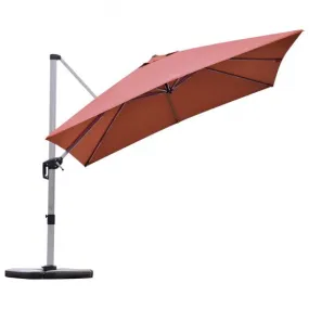 10 Ft 360 Degree Tilt Aluminum Square Patio Offset Cantilever Umbrella-Brick Red