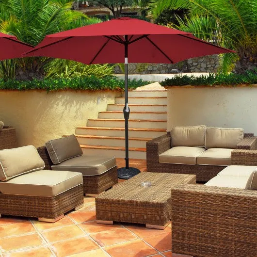 10 ft Outdoor Market Patio Table Umbrella Push Button Tilt Crank Lift-Burgundy