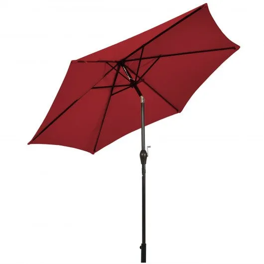 10 ft Outdoor Market Patio Table Umbrella Push Button Tilt Crank Lift-Burgundy