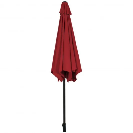 10 ft Outdoor Market Patio Table Umbrella Push Button Tilt Crank Lift-Burgundy