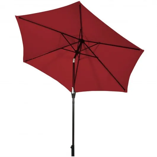 10 ft Outdoor Market Patio Table Umbrella Push Button Tilt Crank Lift-Burgundy