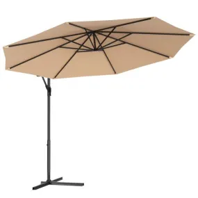 10' Patio Outdoor Sunshade Hanging Umbrella without Weight Base-Beige