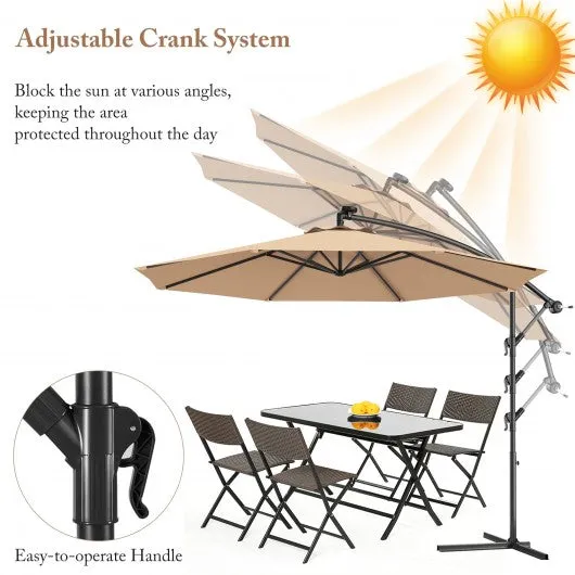 10' Patio Outdoor Sunshade Hanging Umbrella without Weight Base-Beige