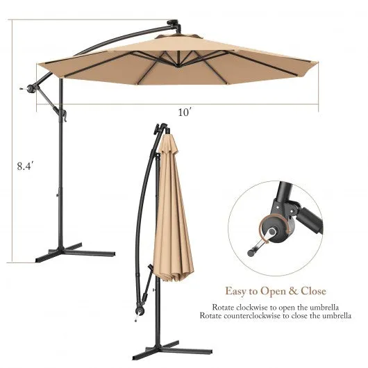 10' Patio Outdoor Sunshade Hanging Umbrella without Weight Base-Beige