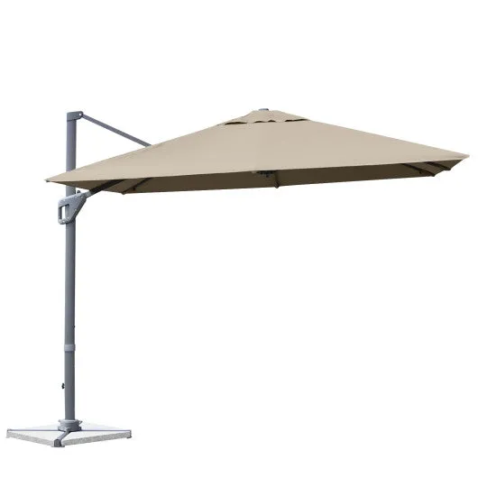 10 x 10 Feet Patio Offset Cantilever Umbrella with Aluminum 360-degree Rotation Tilt-Brown