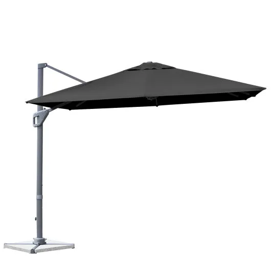 10 x 10 Feet Patio Offset Cantilever Umbrella with Aluminum 360-degree Rotation Tilt-Gray