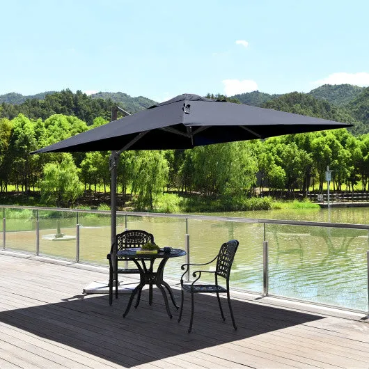 10 x 10 Feet Patio Offset Cantilever Umbrella with Aluminum 360-degree Rotation Tilt-Navy