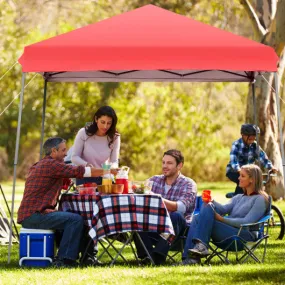 10 x 10 Feet Pop Up Tent Slant Leg Canopy with Detachable Side Wall-Red