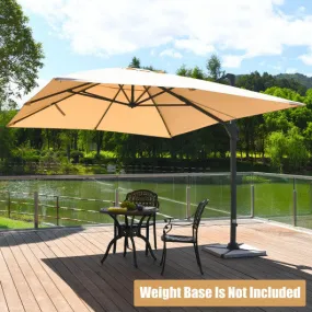 10 x 13 Feet Rectangular Cantilever Umbrella with 360° Rotation Function-Beige