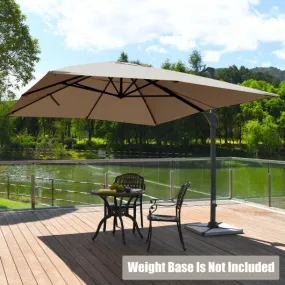 10 x 13 Feet Rectangular Cantilever Umbrella with 360° Rotation Function-Brown