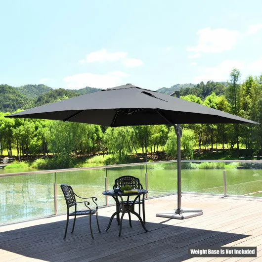 10 x 13 Feet Rectangular Cantilever Umbrella with 360° Rotation Function-Gray