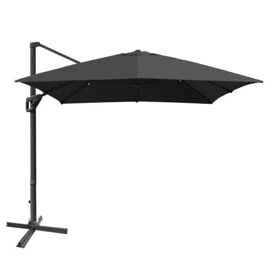 10 x 13 Feet Rectangular Cantilever Umbrella with 360° Rotation Function-Gray