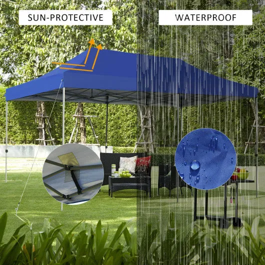 10 x 20 Feet Adjustable Folding Heavy Duty Sun Shelter with Carrying Bag-Blue