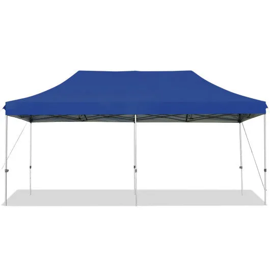 10 x 20 Feet Adjustable Folding Heavy Duty Sun Shelter with Carrying Bag-Blue