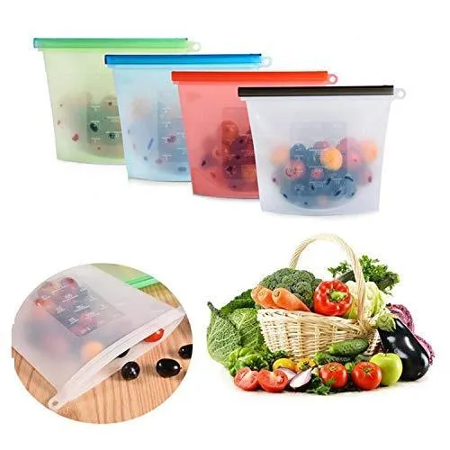 1080 Reusable Silicone Airtight Leakproof Food Storage Bag - 1 ltr