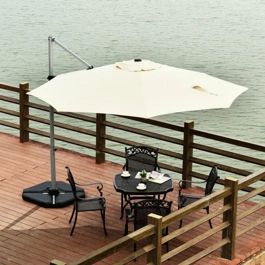 11' Patio Offset Cantilever Umbrella 360° Rotation Aluminum Tilt-Beige