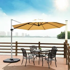 11' Patio Offset Cantilever Umbrella 360° Rotation Aluminum Tilt-Beige