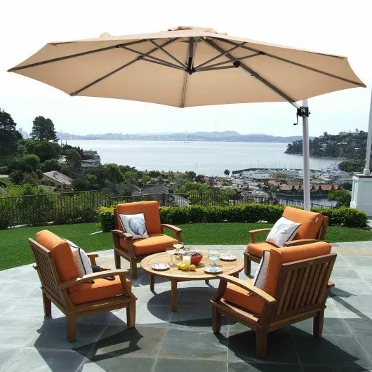 11' Patio Offset Cantilever Umbrella 360° Rotation Aluminum Tilt-Beige