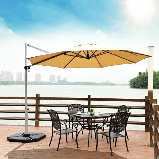 11' Patio Offset Cantilever Umbrella 360° Rotation Aluminum Tilt-Beige