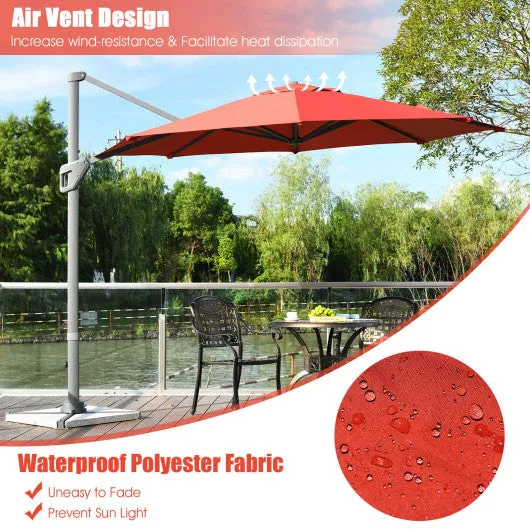 11ft Patio Offset Umbrella with 360° Rotation and Tilt System-Orange