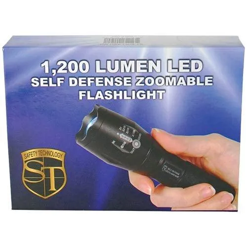 1200 Lumen LED Self Defense Zoomable Flashlight