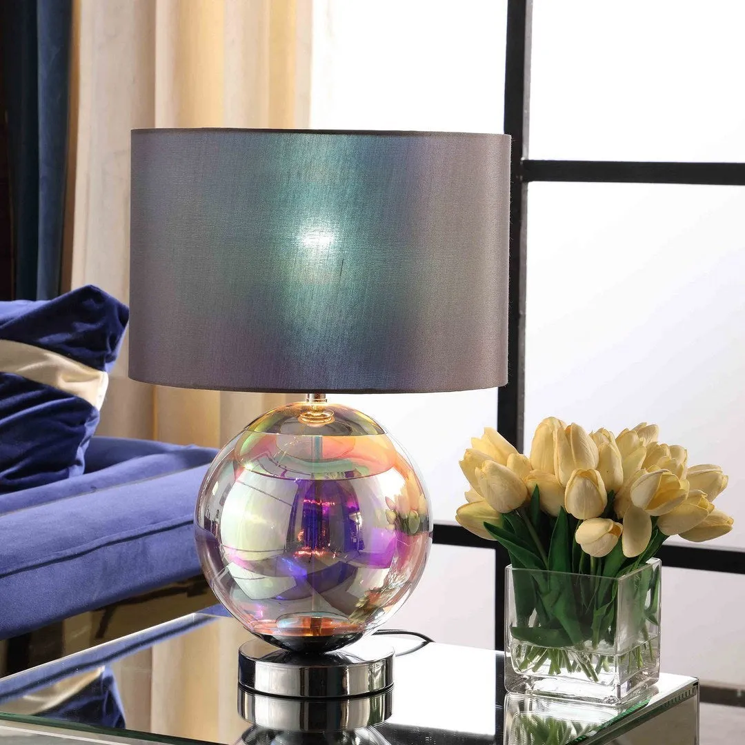 18.75-Inch Artie Orb Iridescent Chrome Table Lamp