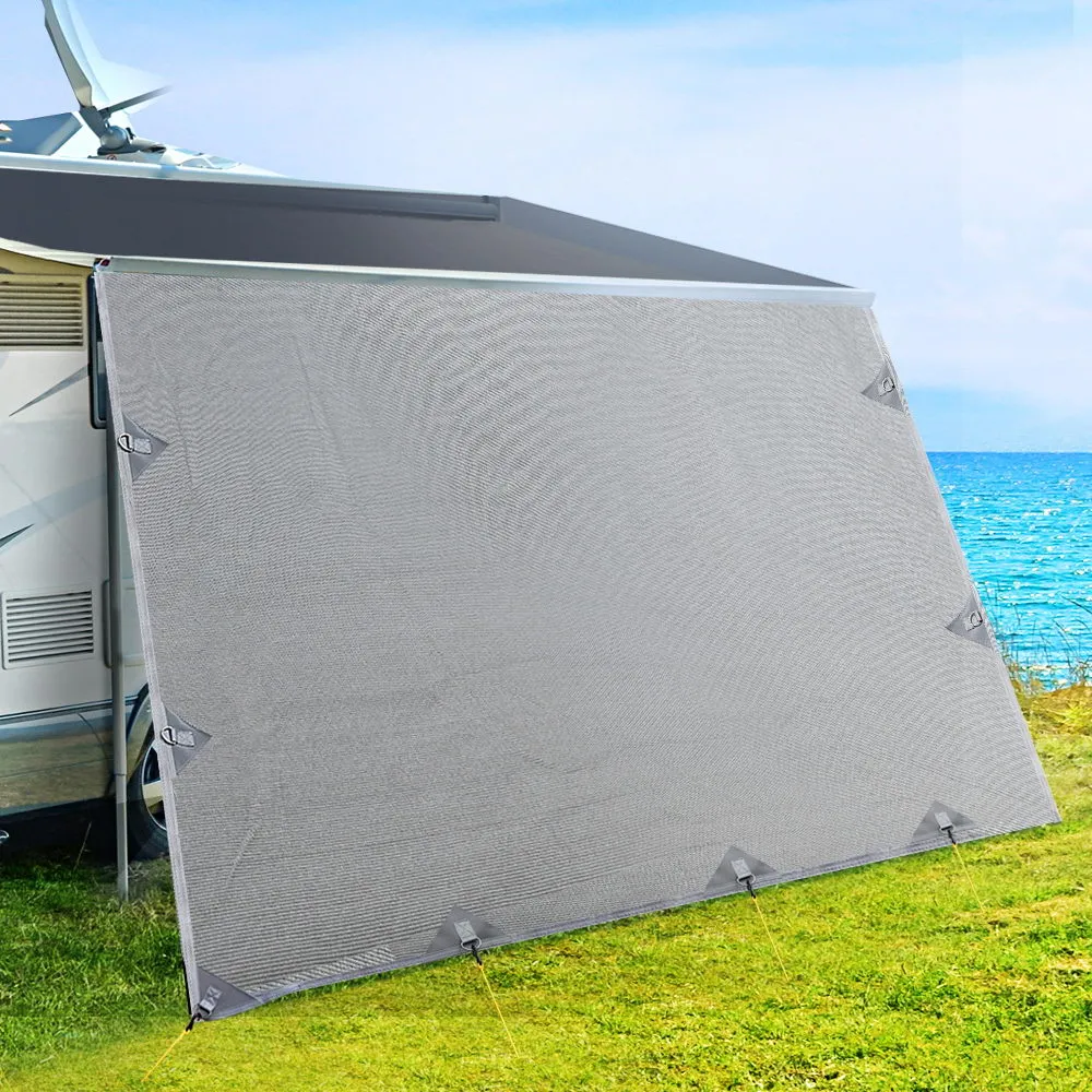 3.7M Caravan Privacy Screens 1.95m Roll Out Awning End Wall Side Sun Shade