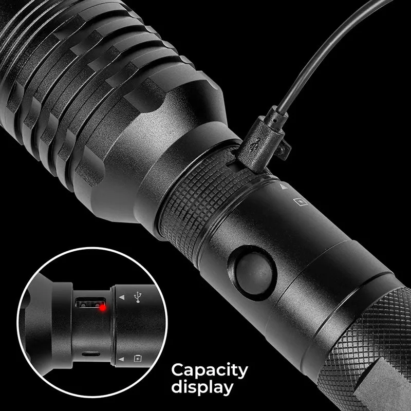 9000 Lumens Brightest LED Rechargeable Flashlight