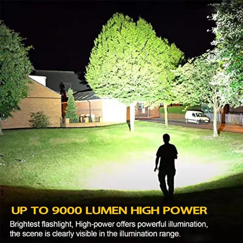 9000 Lumens Brightest LED Rechargeable Flashlight