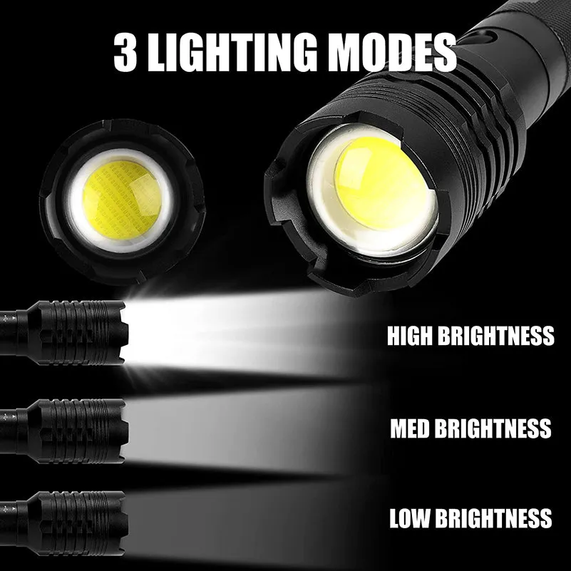 9000 Lumens Brightest LED Rechargeable Flashlight