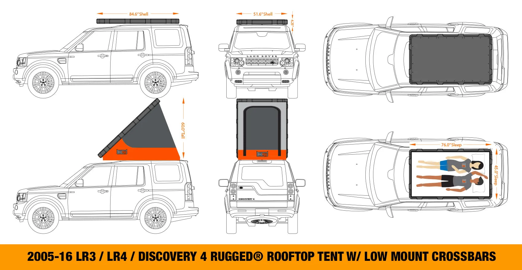 BadAss Rugged Rooftop Tent For Land Rover LR3/LR4 & Discovery 4