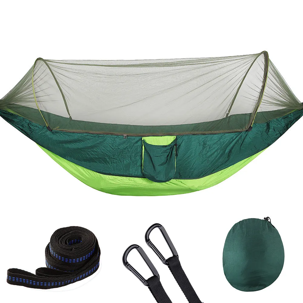 Camping Hammock with Mosquito Net Pop-Up Light Portable Outdoor Parachute Hammocks Swing Sleeping Hammock Camping Stuff