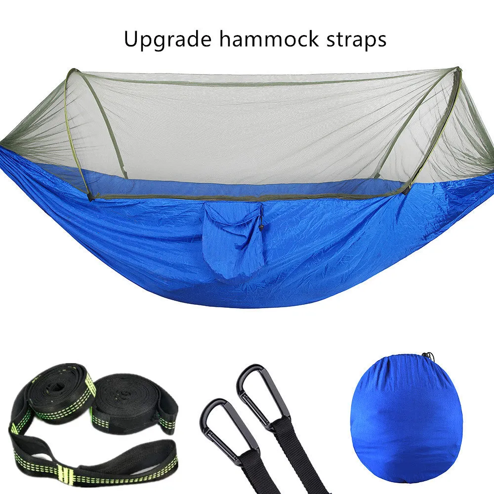 Camping Hammock with Mosquito Net Pop-Up Light Portable Outdoor Parachute Hammocks Swing Sleeping Hammock Camping Stuff