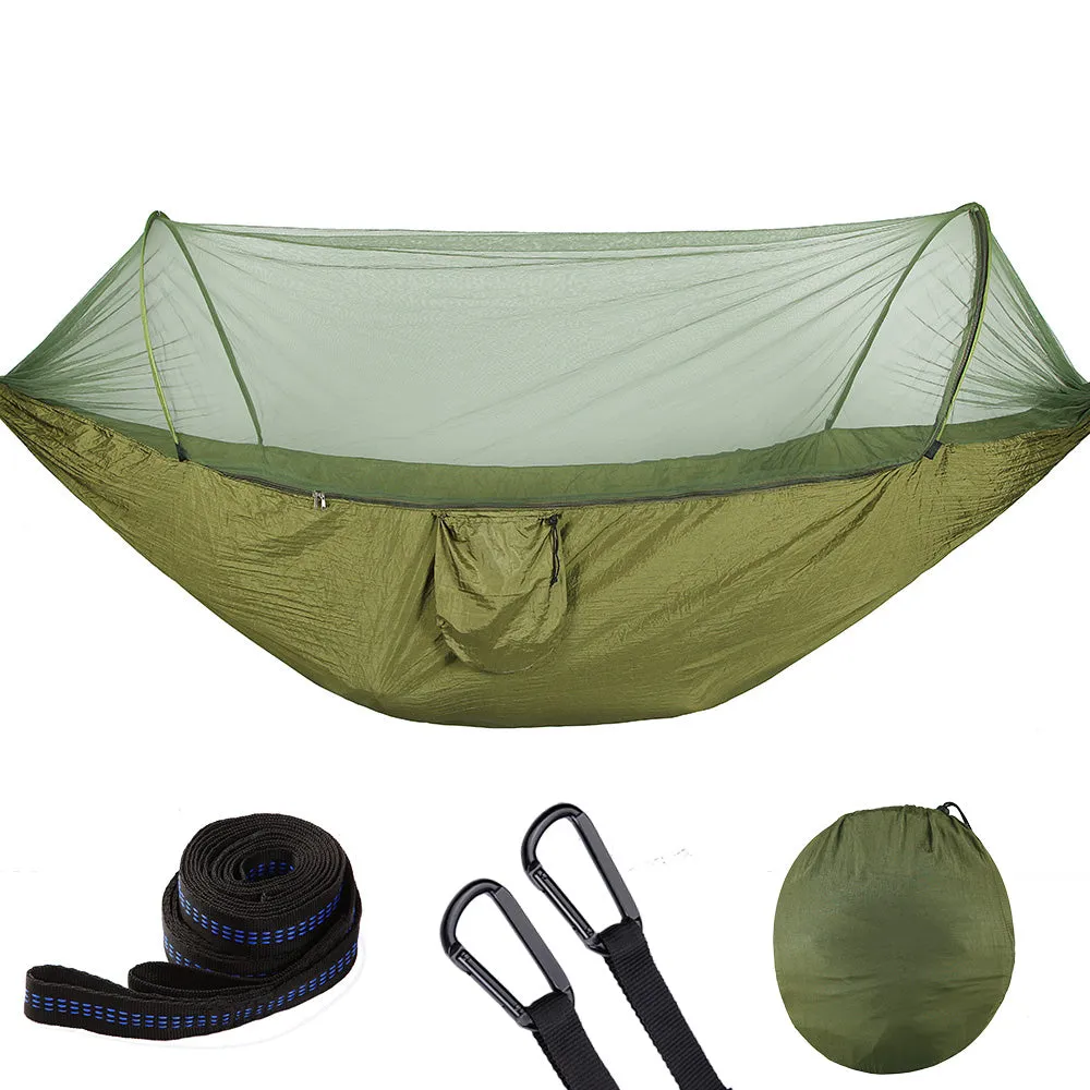 Camping Hammock with Mosquito Net Pop-Up Light Portable Outdoor Parachute Hammocks Swing Sleeping Hammock Camping Stuff