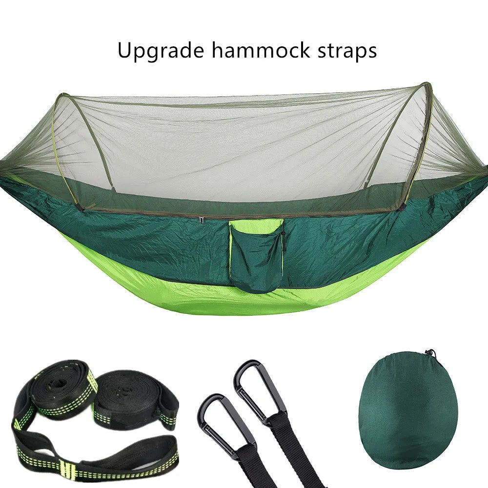 Camping Hammock with Mosquito Net Pop-Up Light Portable Outdoor Parachute Hammocks Swing Sleeping Hammock Camping Stuff