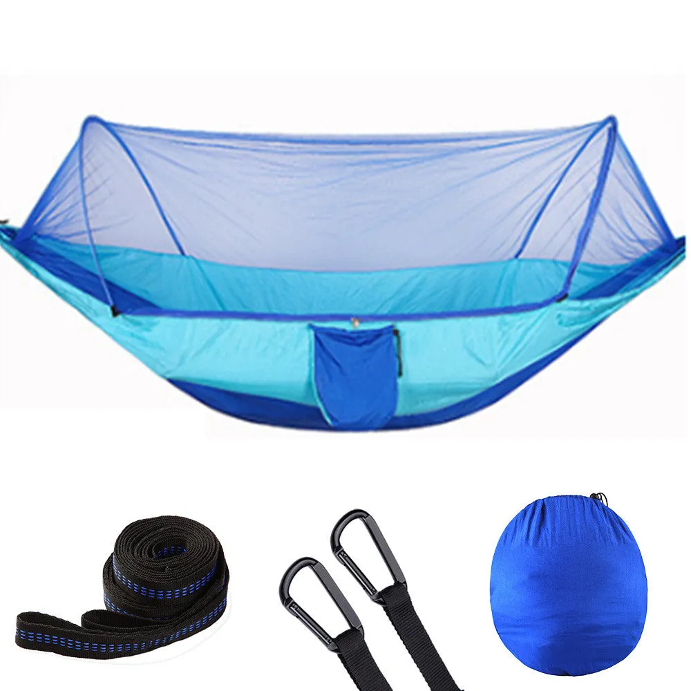 Camping Hammock with Mosquito Net Pop-Up Light Portable Outdoor Parachute Hammocks Swing Sleeping Hammock Camping Stuff