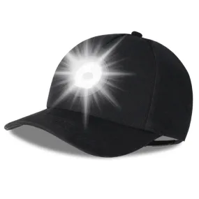 Cap 100% Cotton - Rechargeable USB 5-LED Light, Washable, Adjustable