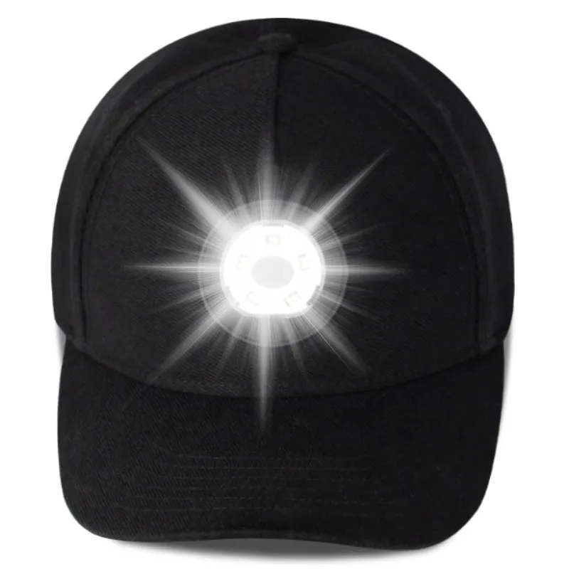 Cap 100% Cotton - Rechargeable USB 5-LED Light, Washable, Adjustable