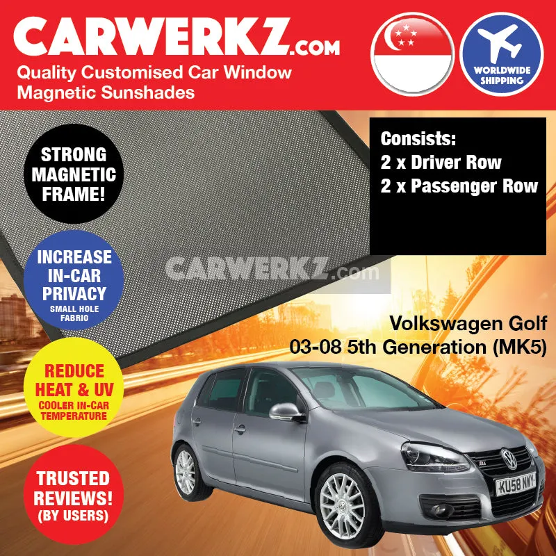 Customised Window Magnetic Sunshades for Volkswagen Golf 2003-2008 5th Generation (MK5) Germany Hatchback