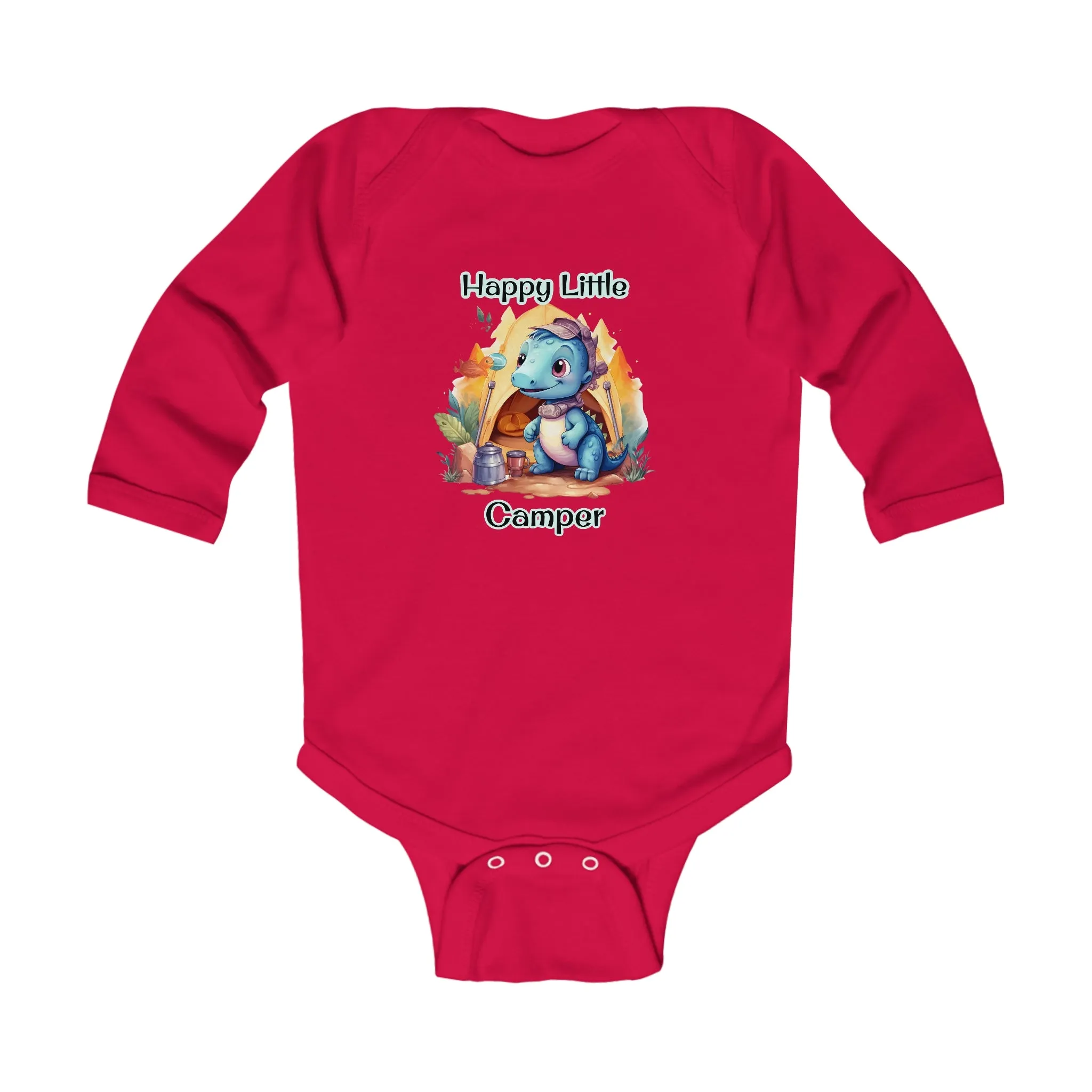 Dino Happy Little Camper Infant Long Sleeve Bodysuit