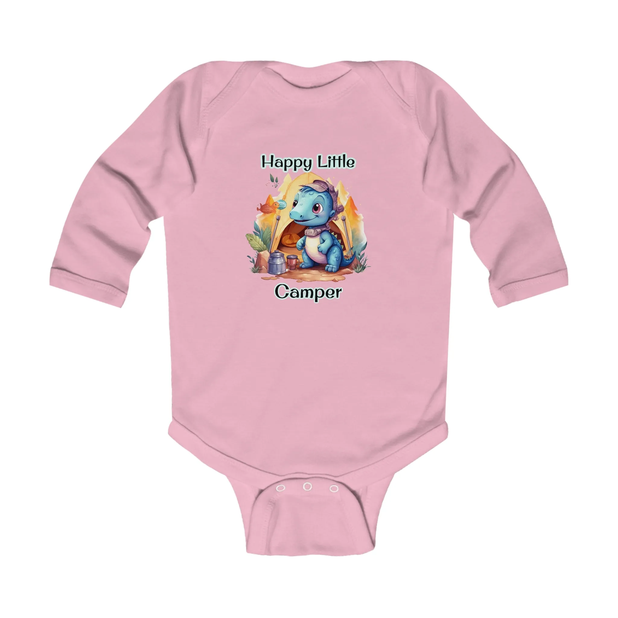 Dino Happy Little Camper Infant Long Sleeve Bodysuit