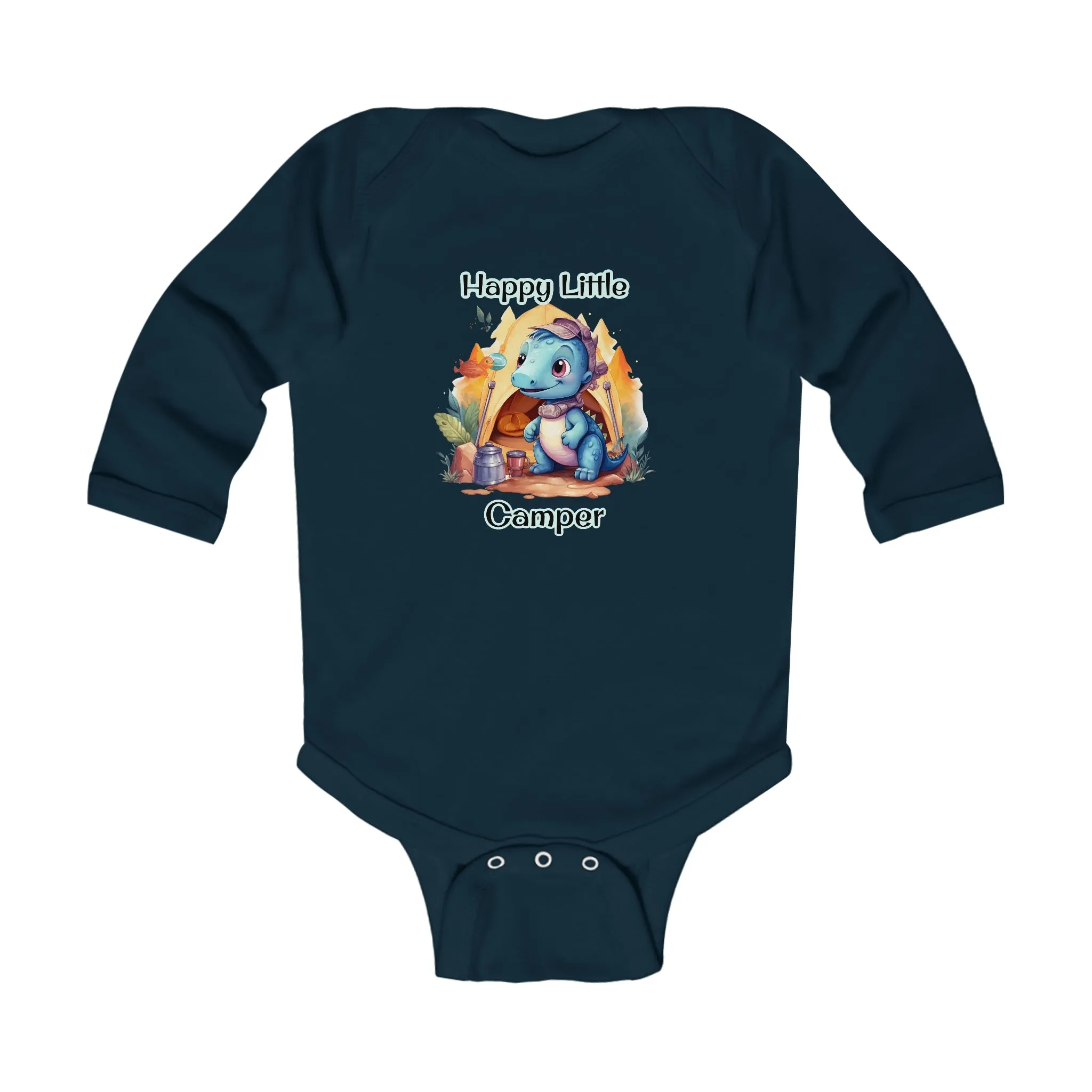 Dino Happy Little Camper Infant Long Sleeve Bodysuit