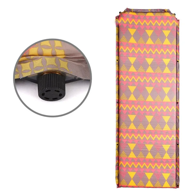 Double Air Hole Automatic Inflatable Pad Outdoor Camping Tent Pad Moisture-Proof Stitched Lunch Break Sleeping Pad(Red Yellow Printing)