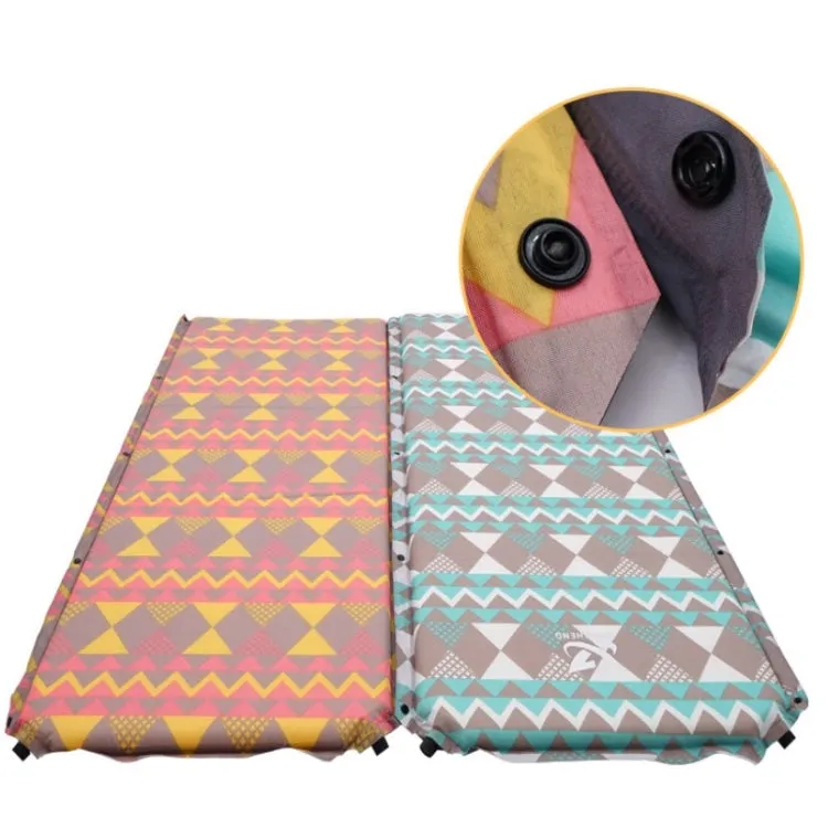 Double Air Hole Automatic Inflatable Pad Outdoor Camping Tent Pad Moisture-Proof Stitched Lunch Break Sleeping Pad(Red Yellow Printing)