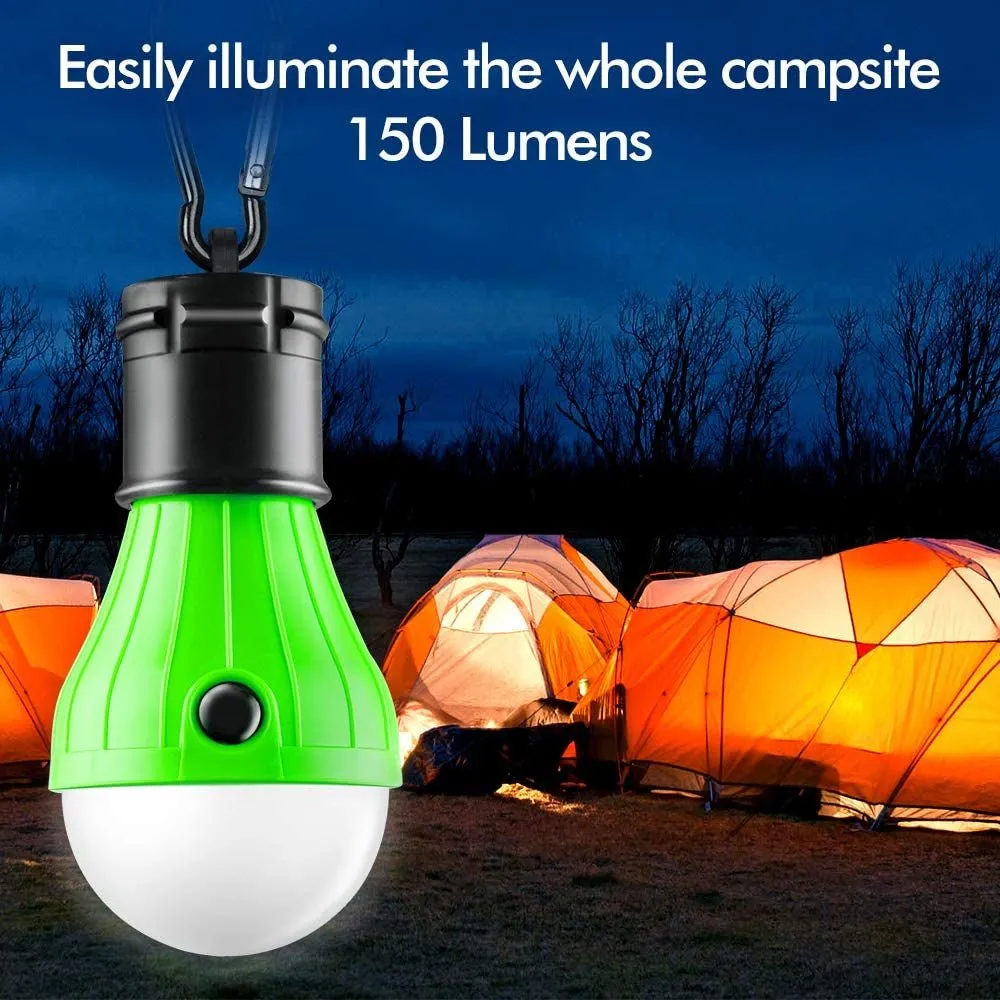 FLY2SKY Tent Lamp Portable LED Tent Light 4 Clip Hook Hurricane Emergency Lights LED Camping Light Bulb Camping Tent Lantern Bulb Camping Equipment for Camping Hiking Backpacking Fishing Outage