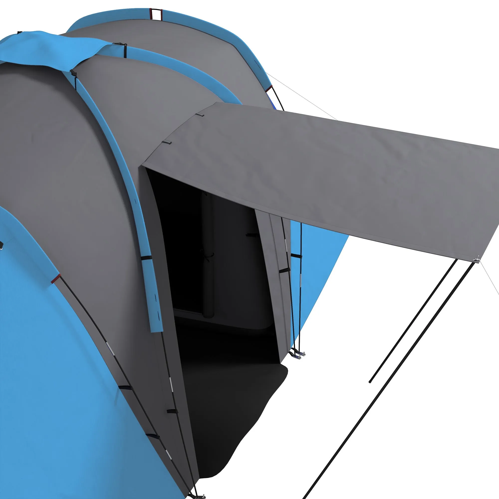 Large Camping Tent Tunnel Tent with 2 Bedroom and Living Area, 2000mm Waterproof, Portable with Bag for 4-6 Man, Blue