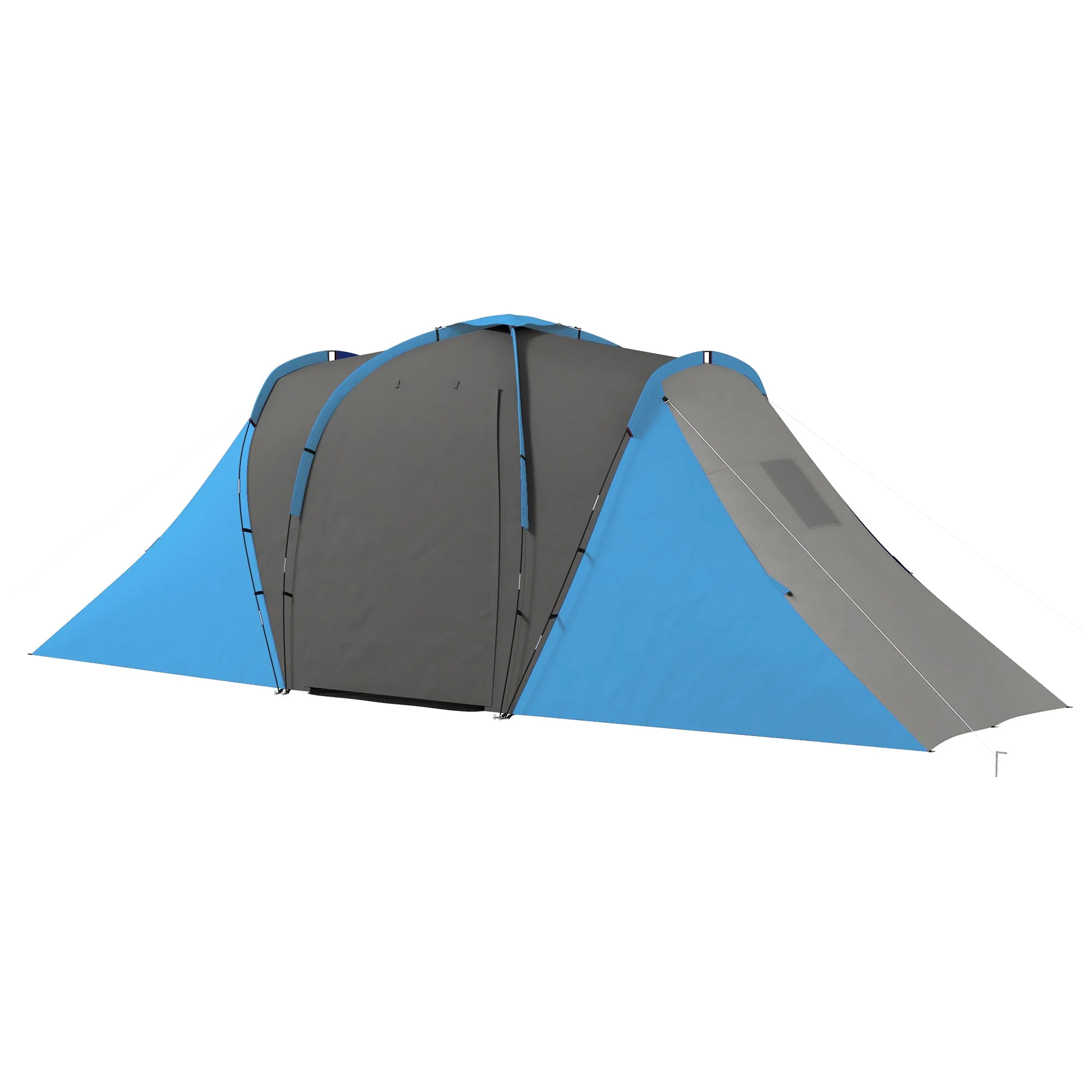 Large Camping Tent Tunnel Tent with 2 Bedroom and Living Area, 2000mm Waterproof, Portable with Bag for 4-6 Man, Blue