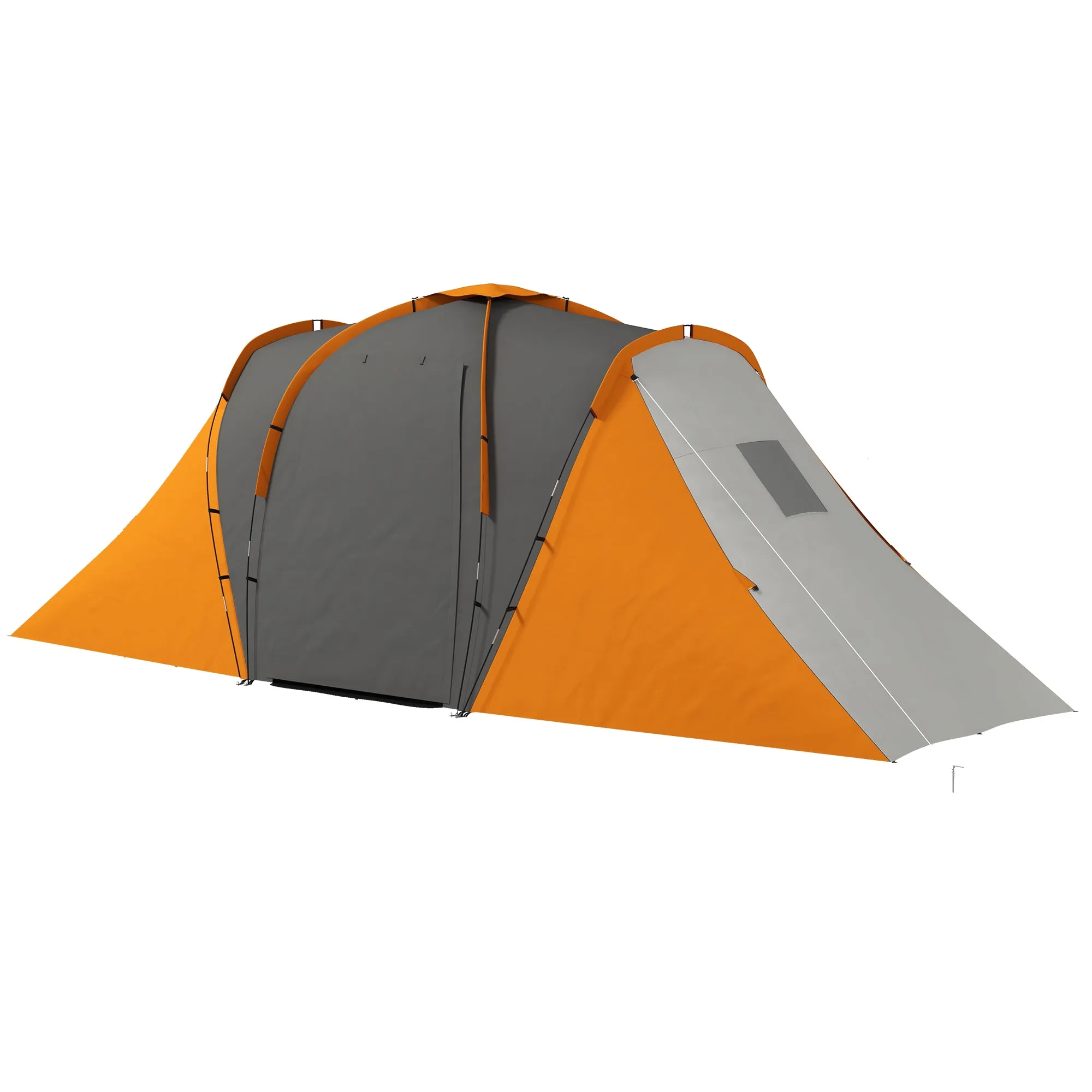 Large Camping Tent Tunnel Tent with 2 Bedroom and Living Area, 2000mm Waterproof, Portable with Bag for 4-6 Man, Orange