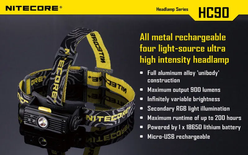 NITECORE HC90 CREE XM-L2 (T6) 900 Lumen Headlamp